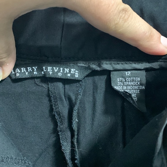 Black Larry Levine Stretch Wide Leg Capri - Picture 3 of 6